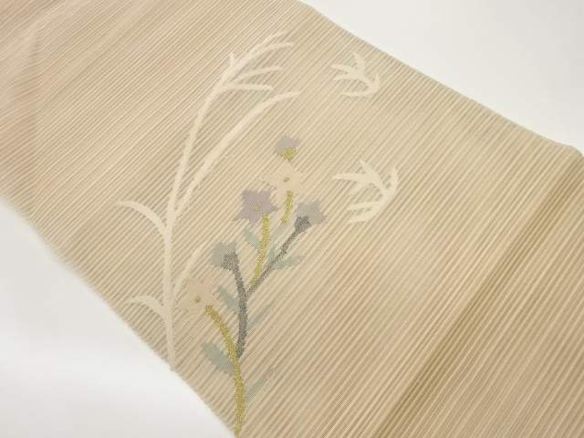 絽芒に桔梗模様織出し名古屋帯